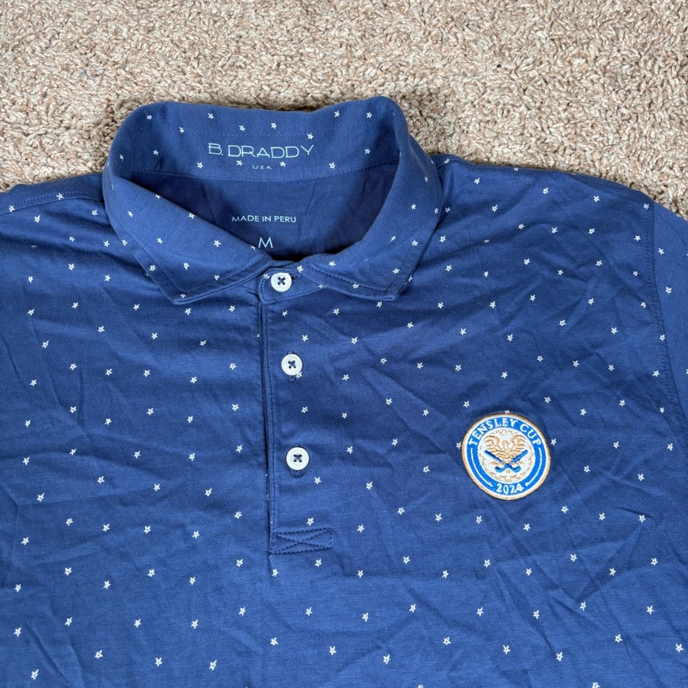 B. Draddy USA Mens Golf Polo Shirt Blue Stars Ensley‎ Cup 2024 Patriotic Medium